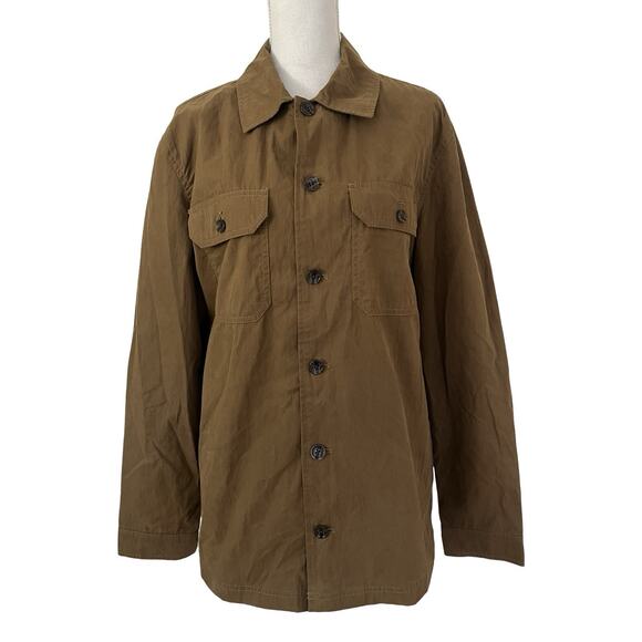 Banana Republic Mens Waxed Field Jacket Size L Dark Acorn Full Zip Coated - Picture 1 of 9